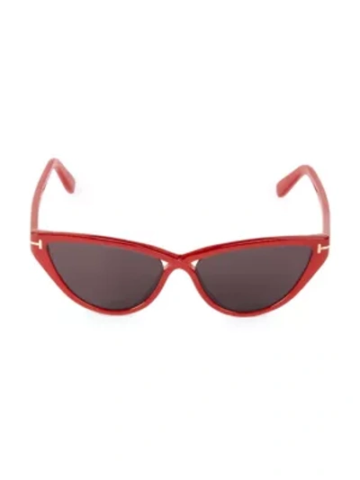 Shop Tom Ford Charlie 56mm Cat Eye Sunglasses In Shiny Red