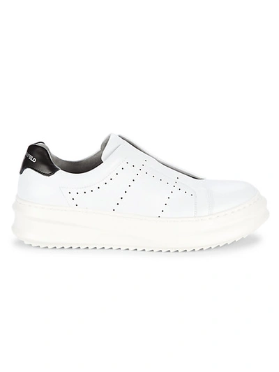 Shop Karl Lagerfeld Leather Slip-on Sneakers In White