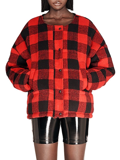 Shop Apparis Women's Alana Plaid Quilted Jacket In Red Plaid