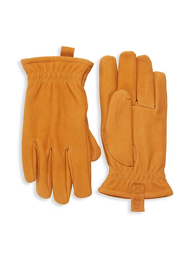 Shop Ugg Faux Fur-lined Suede Gloves In Timber