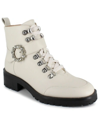 Shop Nanette Lepore Women's Irina Lace Up Buckle Hiker Booties Women's Shoes In Winter White