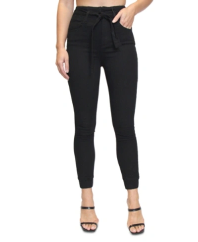 Shop Almost Famous Crave Fame Juniors' Belted High-rise Jogger Pants In Black