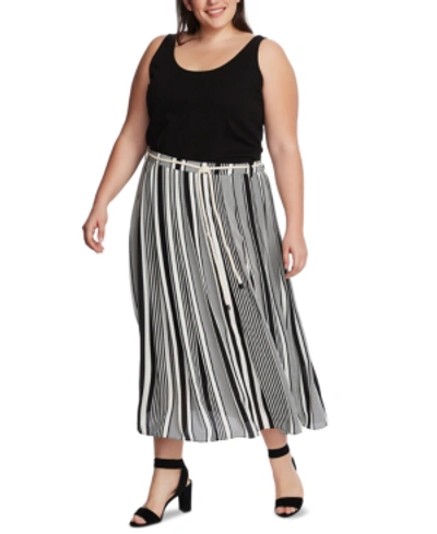 Shop Vince Camuto Plus Size Variegated Graphic Striped Skirt In Rich Black