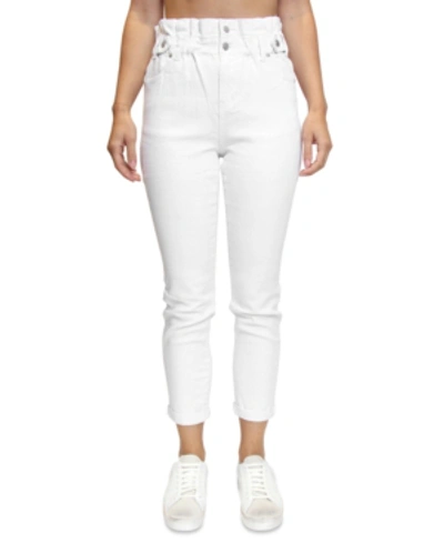 Shop Almost Famous Crave Fame Juniors' Paperbag-waist Skinny Jeans In White