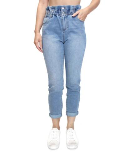 Shop Almost Famous Crave Fame Juniors' Paperbag-waist Skinny Jeans In Medium Wash