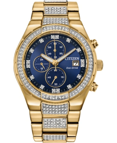 Shop Citizen Men's Chronograph Eco-drive Crystal Gold-tone Stainless Steel Bracelet Watch 42mm