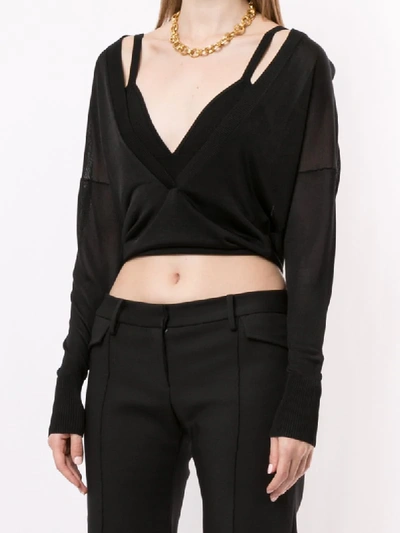 Shop Dion Lee Layered Knitted Top In Black