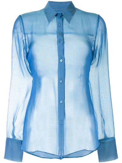 Shop Georgia Alice Sheer Slim Shirt In Blue