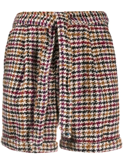 Shop Steffen Schraut Madison Check-print Tie-waist Shorts In Brown
