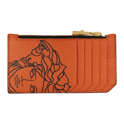 Shop Versace Orange Pop Medusa Long Zip Card Holder In K045h Orang