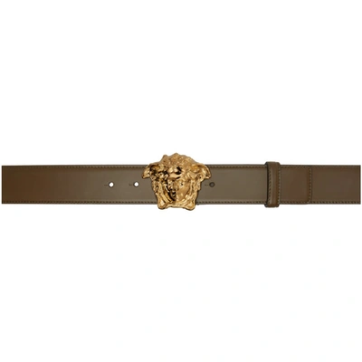 Shop Versace Khaki Medusa Palazzo Belt In K2hoh Khaki