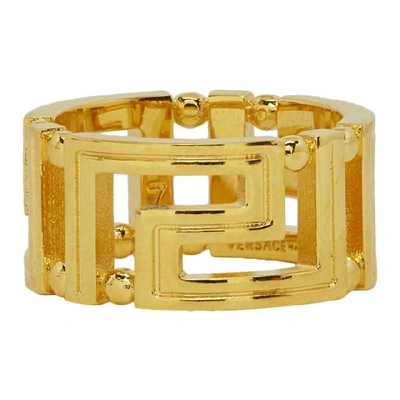 Shop Versace Gold Greek Key Ring In D00h Gold