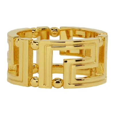 Shop Versace Gold Greek Key Ring In D00h Gold