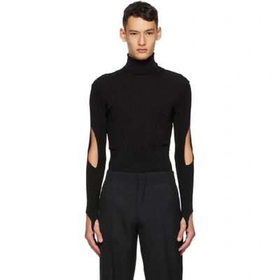 Shop Mugler Black Arm Slit Turtleneck In 1999 Black