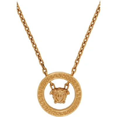 Shop Versace Gold Medusa Ring Necklace In Kot Gold