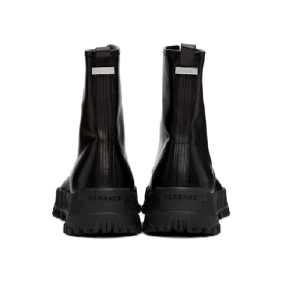 Shop Versace Black Leather Combat Boots In D41 Black