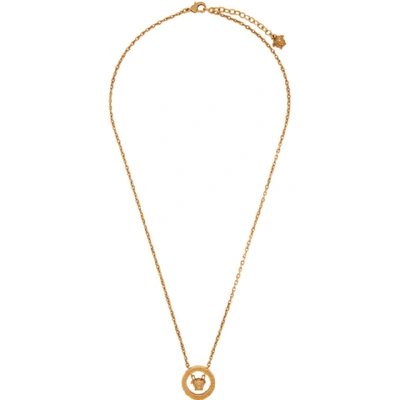 Shop Versace Gold Medusa Ring Necklace In Kot Gold
