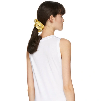 Shop Versace White & Gold Barocco Scrunchie In A7001 Wh