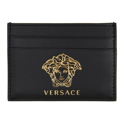 Shop Versace Black And Gold Medusa Card Holder In D4dt Bk/gol