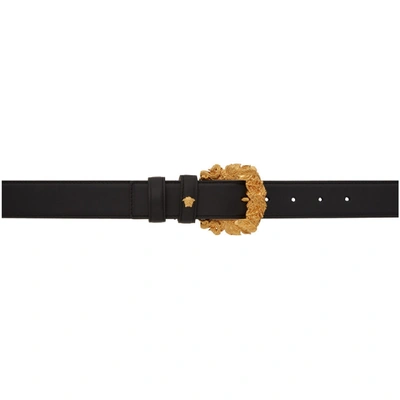 Shop Versace Black And Gold Baroque Tribute Belt In K41ot Blk