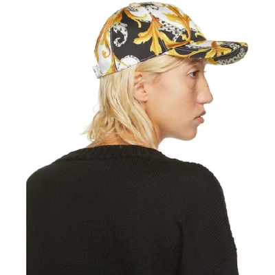 Shop Versace Yellow & White Acanthus Print Cap In A7027 Wh/bk