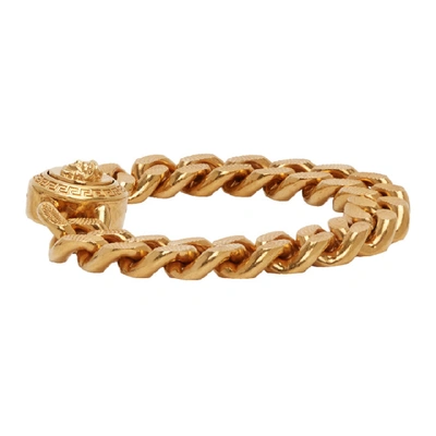 Shop Versace Gold Large Chain Medusa Bracelet In Kot Gold