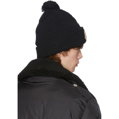 Shop Palm Angels Black Wool Bear Beanie