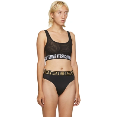 Shop Versace Underwear Black Logo Band Bra In A1008 Nero