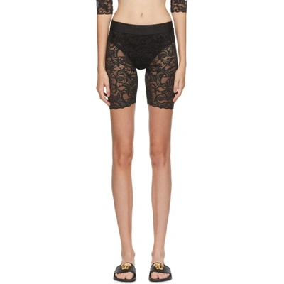 Shop Versace Underwear Black Lace Cycling Shorts In A1008 Nero