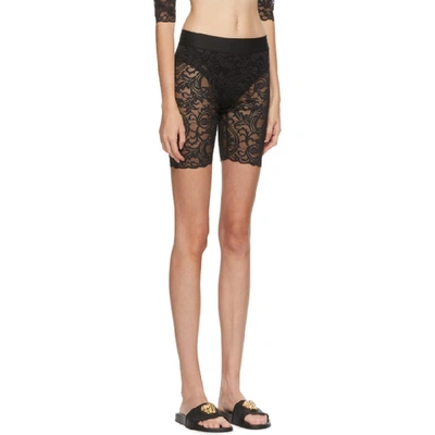 Shop Versace Underwear Black Lace Cycling Shorts In A1008 Nero