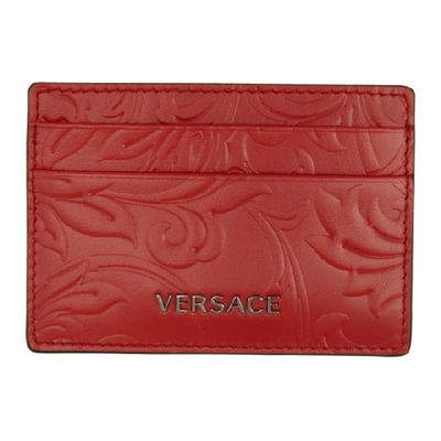 Shop Versace Red Embossed Barocco Card Holder In Kwee Red