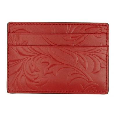 Shop Versace Red Embossed Barocco Card Holder In Kwee Red