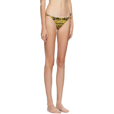 Shop Versace Underwear Black Allover Print Bikini Bottoms In A7900 Nero