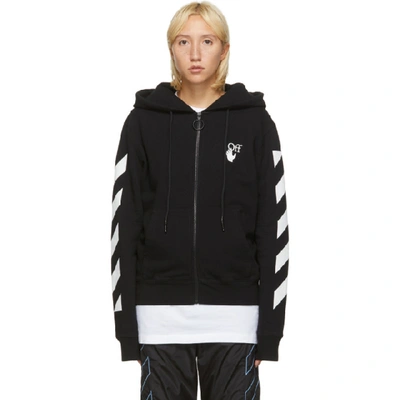 Shop Off-white Black And White Agreement Zip-up Hoodie