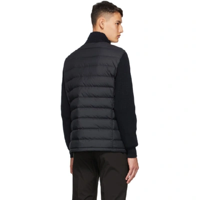 Shop Dunhill Navy Down Knitted Jacket In 059 Ink