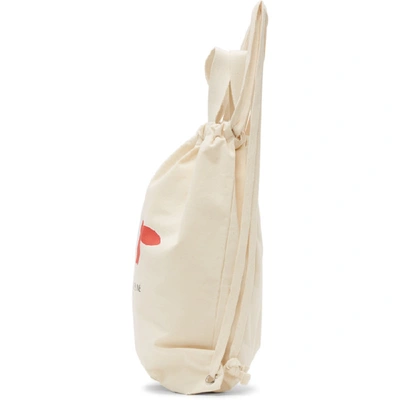 Shop Maison Kitsuné Off-white Tricolor Fox Tote Backpack In Ec Ecru
