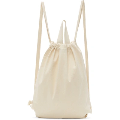 Shop Maison Kitsuné Off-white Tricolor Fox Tote Backpack In Ec Ecru