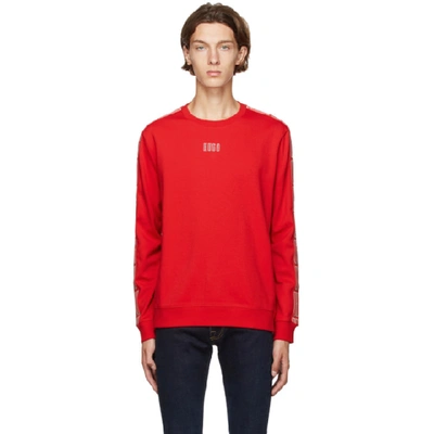Shop Hugo Red Doby Sweatshirt In 693 Open Pi
