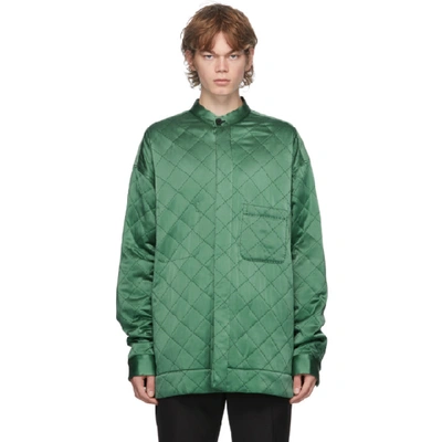 Shop Haider Ackermann Green Quilted Oversized Shirt Jacket In Neptune