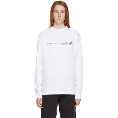 Shop Palm Angels White Long Sleeve Palm Airlines T-shirt