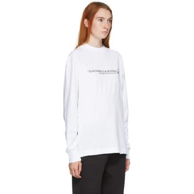 Shop Palm Angels White Long Sleeve Palm Airlines T-shirt