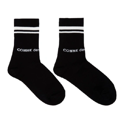 Shop Comme Des Garçons Black Logo Socks In 1 Black