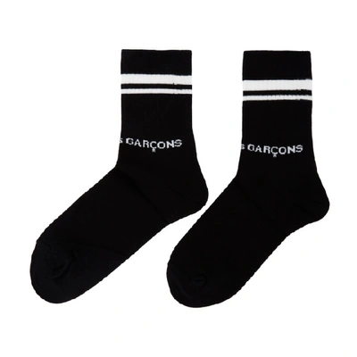 Shop Comme Des Garçons Black Logo Socks In 1 Black