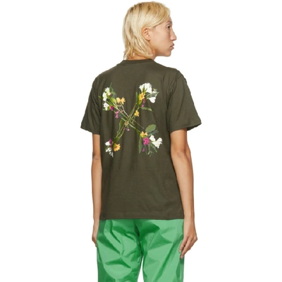 Shop Off-white Green Flock Arrows T-shirt