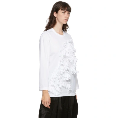 Shop Comme Des Garçons Comme Des Garçons White Ruffle Long Sleeve T-shirt In 2 White