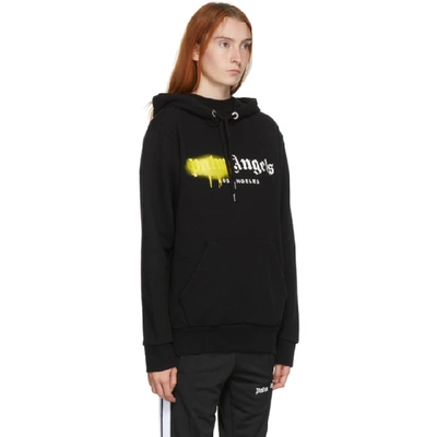 Shop Palm Angels Black And Yellow Los Angeles Sprayed Hoodie