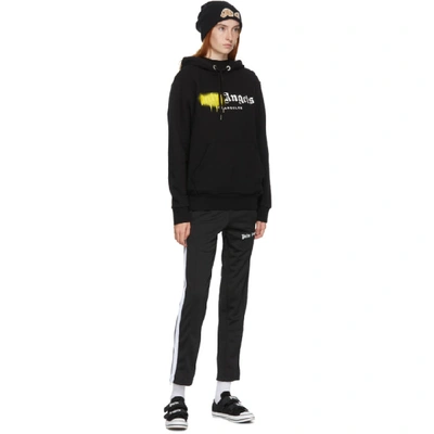Shop Palm Angels Black And Yellow Los Angeles Sprayed Hoodie