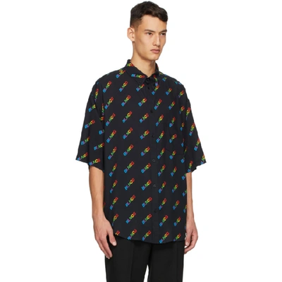 Shop Balenciaga Black Blncg Large Fit Short Sleeve Shirt In 1000black