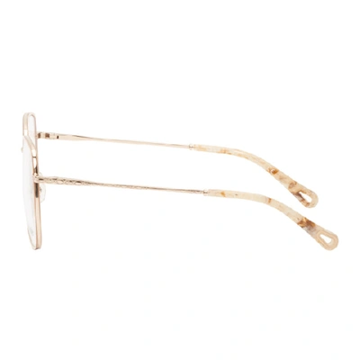 Shop Chloé Pink Metal Square Glasses In 884 Cpr/rse