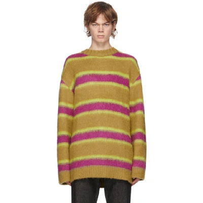Shop Andersson Bell Tan And Pink Stripe Alpaca Sweater In Beige/burgu